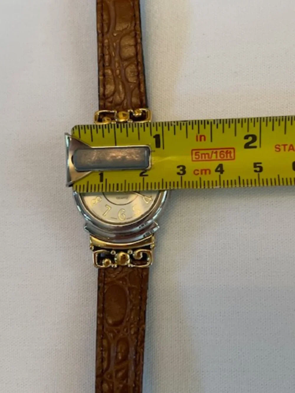 AVON | Two-sided Brown or Black Leather Band Reversible Watch-EUC-NEW Battery